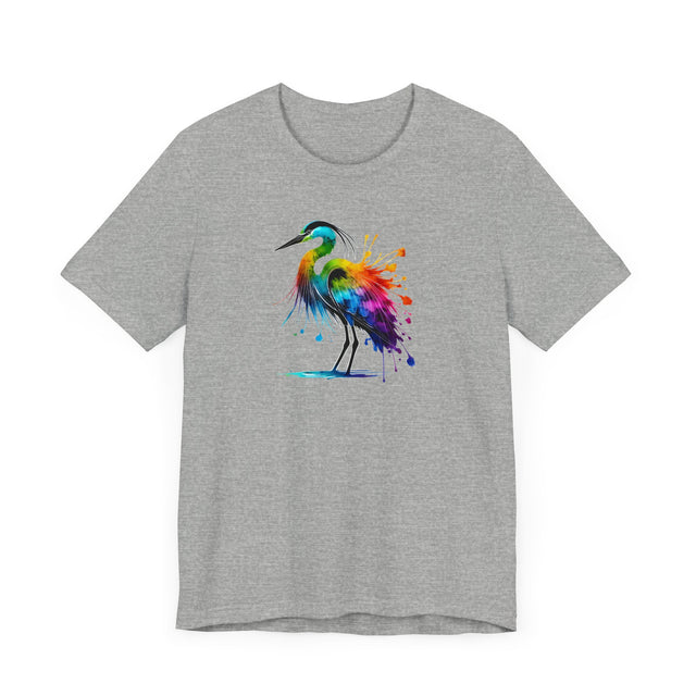 Rainbow Grey Heron Alcohol Ink T-shirt, Pride Shirt,Bird Lover T shirt, LGBTQ+, BGLT, Avian,Gray Heron