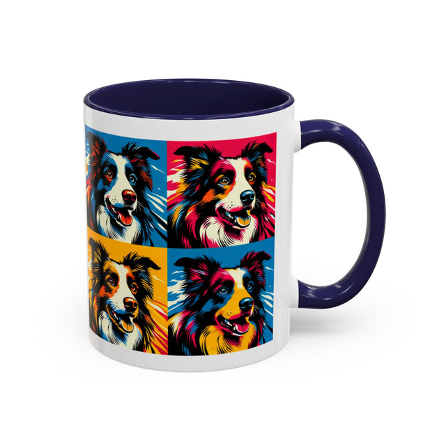 Border Collies Coffee Cup,4-Panel Pop Art Mug,Border Collie Lover,Border Collie Mom,Border Collie Dad,Dog Lover Gift,Border Collie Gift