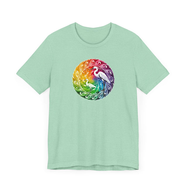 Rainbow Egret Spiral Mandala T-shirt, Bird Lover T shirt, LGBTQ+, BGLT,Pride Shirt