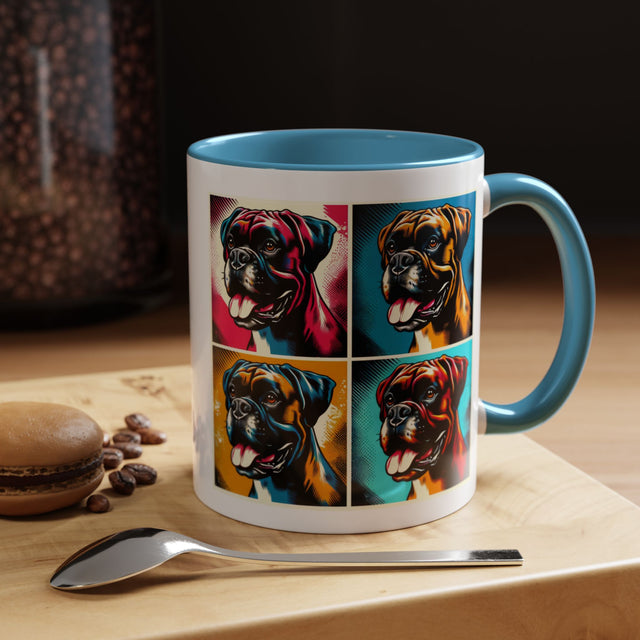 Boxers Coffee Cup,4-Panel Pop Art Mug,Boxer Lover,Boxer Mom,Boxer Dad,Dog Lover Gift,Boxer Gift