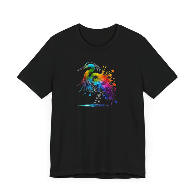 Rainbow Grey Heron Alcohol Ink T-shirt, Pride Shirt,Bird Lover T shirt, LGBTQ+, BGLT, Avian,Gray Heron
