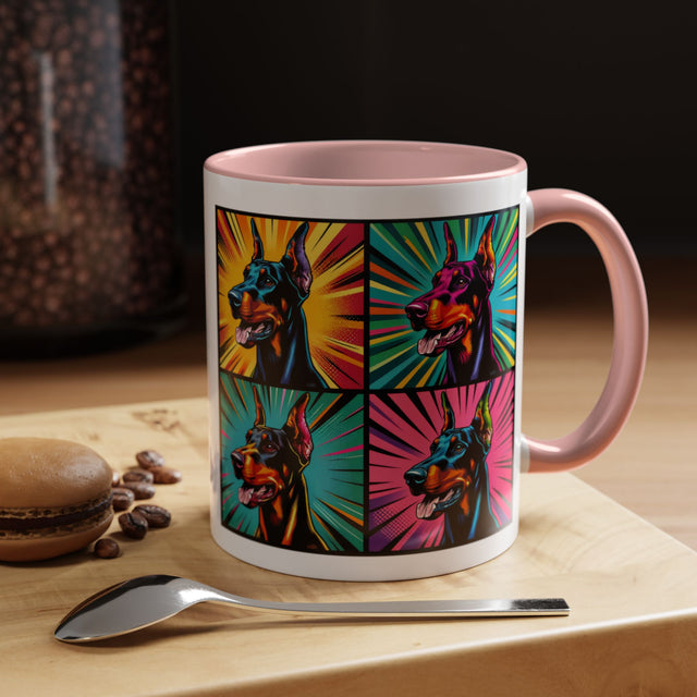 Doberman Pinschers Coffee Cup,4-Panel Pop Art Mug