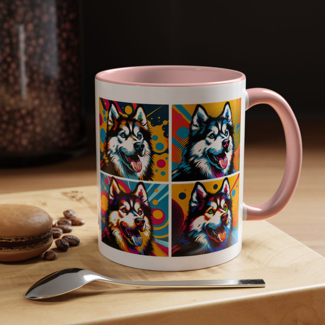 Siberian Huskies Coffee Cup,4-Panel Pop Art Mug,Husky Lover,Husky Mom,Sibe Dad,Dog Lover Gift,Siberian Husky Gift