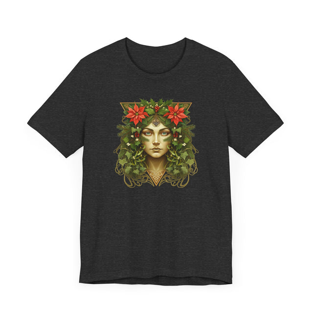 Celtic Christmas Green Woman T-shirt, Winter Nature Shirt