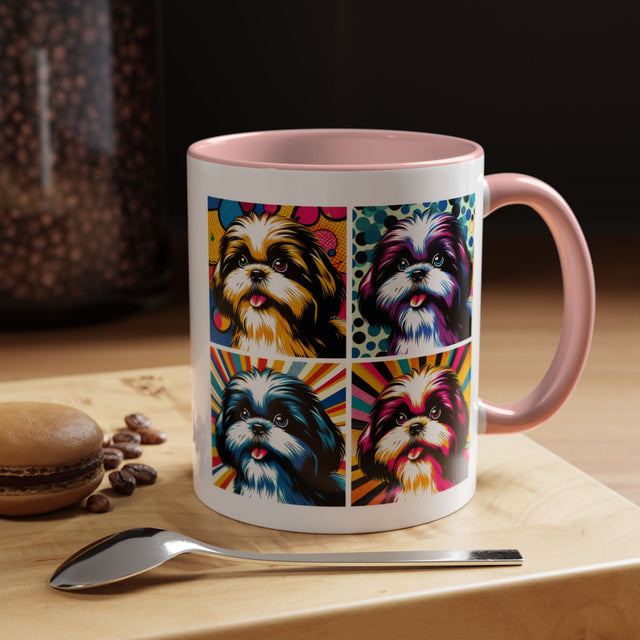 Shih Tzus Coffee Cup,4-Panel Pop Art Mug,Shih Tzu Lover,Shih Tzu Mom,Shih Tzu Dad,Dog Lover Gift,Shih Tzu Gift