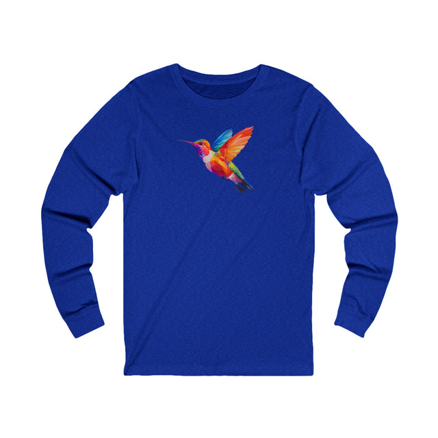 Geometric Rainbow Hummingbird Long Sleeve T-shirt,Pride Shirt,Queer Top,Rainbow Animals,LGBTQ+ Tee,Bird Lover Gift,Gay,Lesbian,Bisexual,Trans