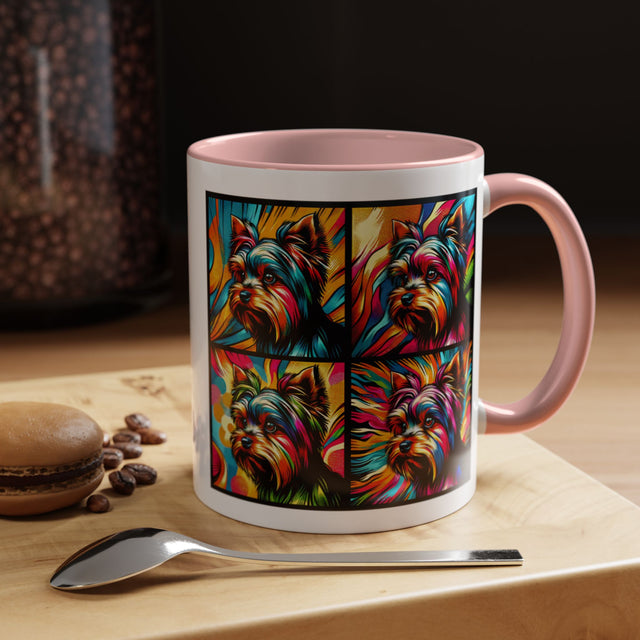 Yorkshire Terriers Coffee Cup,4-Panel Pop Art Mug,Yorkie Lover,Yorkie Mom,Yorkie Dad,Dog Lover Gift,Yorkshire Terrier Gift