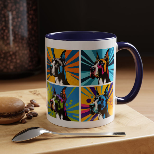 Great Danes Coffee Cup,4-Panel Pop Art Mug,Great Dane Lover,Great Dane Mom,Great Dane Dad,Dog Lover Gift,Great Dane Gift