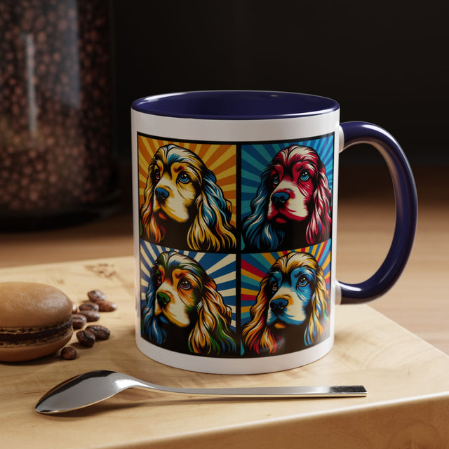 Cocker Spaniels Coffee Cup,4-Panel Pop Art Mug,Cocker Lover,Cocker Mom,Cocker Dad,Dog Lover Gift,Cocker Spaniel Gift