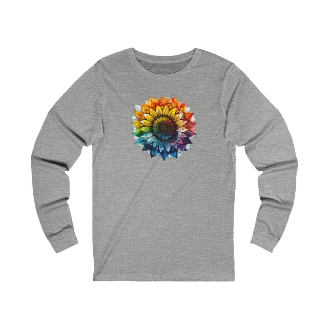Rainbow Sunflower Alcohol Ink T-shirt, Pride Shirt, Long sleeve Tee