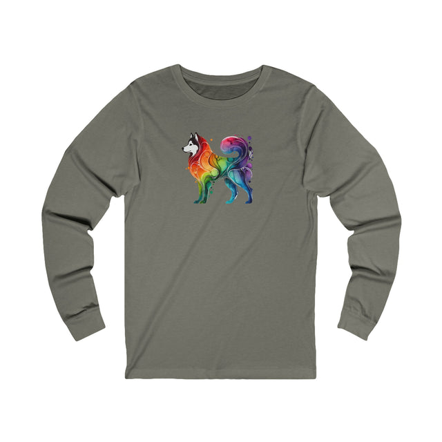 Rainbow Siberian Husky Long Sleeve T-shirt,Pride Shirt,Dog Lover Top,Rainbow Animals,LGBTQ+ Tee,Husky Owner
