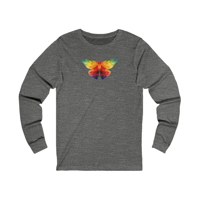 Rainbow Moth long sleeve T-shirt,Pride Shirt, Pride Parade Top, LGBTQ+ Tee, Nonbinary, Gay, Lesbian, Bisexual, Trans, BGLT, LBGT, Enby, Pansexual,Unisex Jersey Long Sleeve Tee
