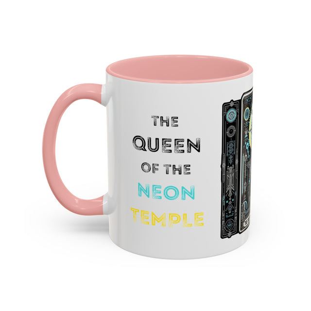 Queen of the Neon Temple Tarot card mug,Mothers Day Gift,EDM gift,Mystical Cards cup,Raver mug,Dance Music mug,Cyberpunk cup,Sci-fi mug