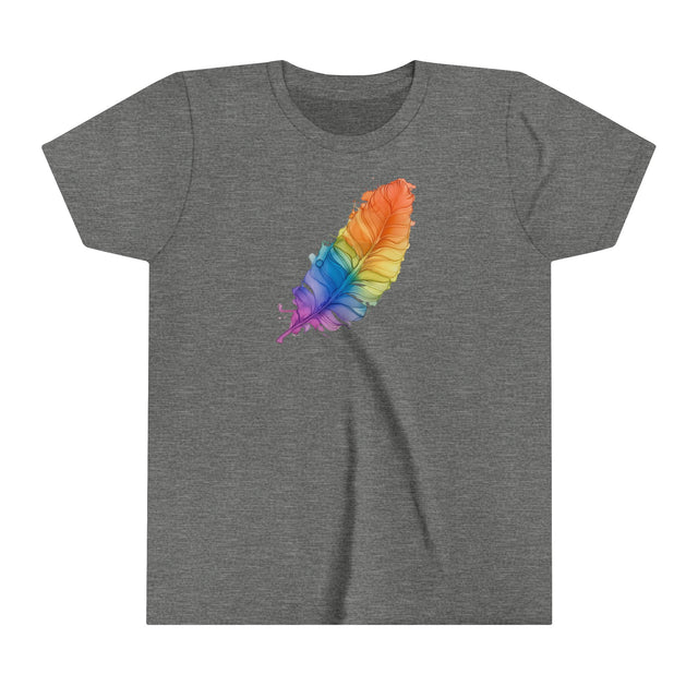 Rainbow Feather T-shirt,Pride Shirt,Bird Lover Top,Rainbow Animals,LGBTQ+ Tee,Queer,Gay,Lesbian,Bisexual,Trans,Youth Size