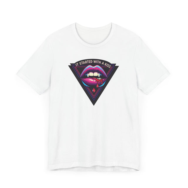 It Started With A Kiss Vampire T-shirt, Halloween Tee, Neon Goth