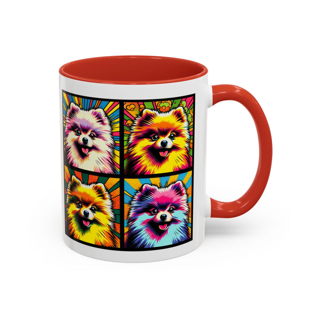 Pomeranians Coffee Cup,4-Panel Pop Art Mug,Pomeranian Lover,Pom Mom,Pom Pom Dad,Dog Lover Gift,Pomeranian Gift