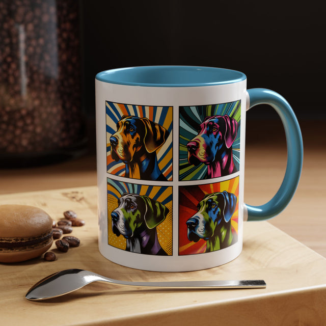 Great Danes Coffee Cup,4-Panel Pop Art Mug,Great Dane Lover,Great Dane Mom,Great Dane Dad,Dog Lover Gift,Great Dane Gift