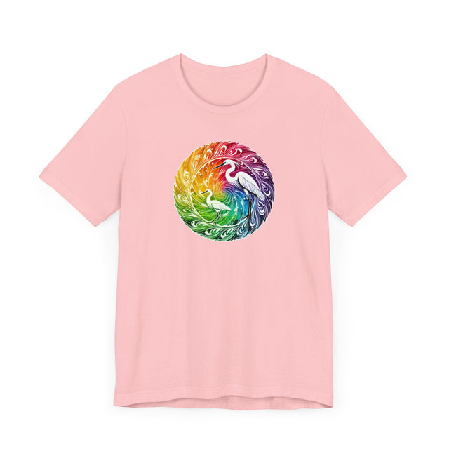 Rainbow Egret Spiral Mandala T-shirt, Bird Lover T shirt, LGBTQ+, BGLT,Pride Shirt