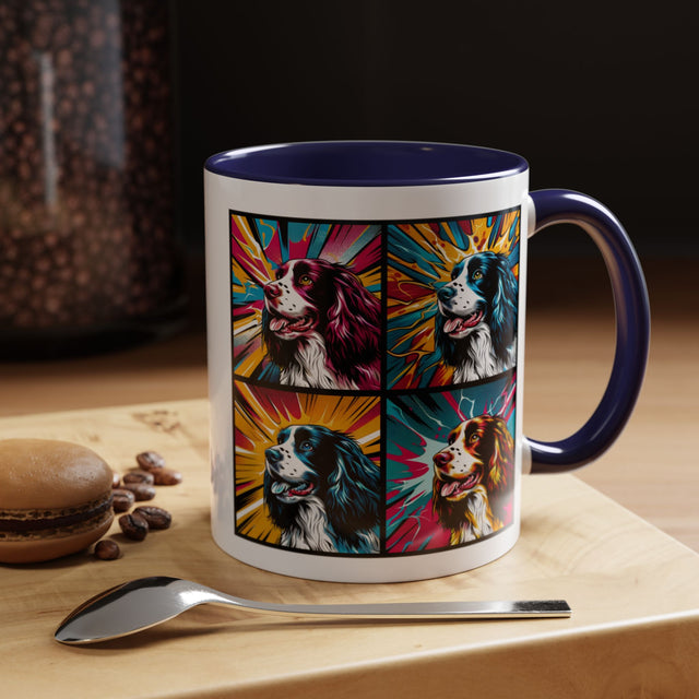 English Springer Spaniels Coffee Cup,4-Panel Pop Art Mug,Springer Lover,Springer Mom,Springer Dad,Dog Lover Gift,English Springer Spaniel Gift
