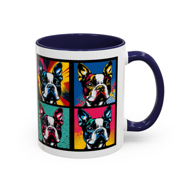 Boston Terrier Coffee Cup,4-Panel Pop Art Mug,Boston Terrier Lover,Boston Terrier Mom,Roundhead Dad,Dog Lover Gift,Boston Terrier Gift