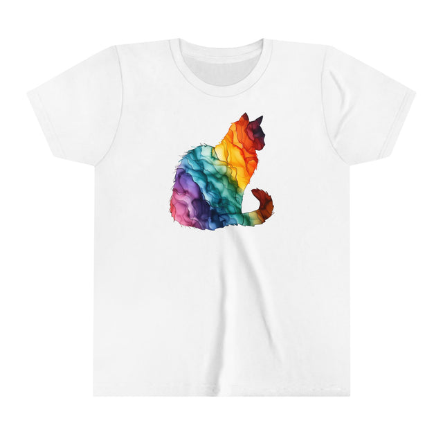 Rainbow Cat T-shirt,Pride Shirt,Cat Lover Top,Rainbow Animals,LGBTQ+ Tee,Queer,Gay,Lesbian,Bisexual,Trans,Feline,Kitten,Kitty,Youth Size