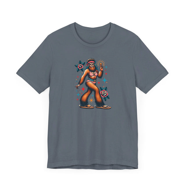 Hippy Chick Bigfoot T-shirt, Flash Tattoo Style Shirt