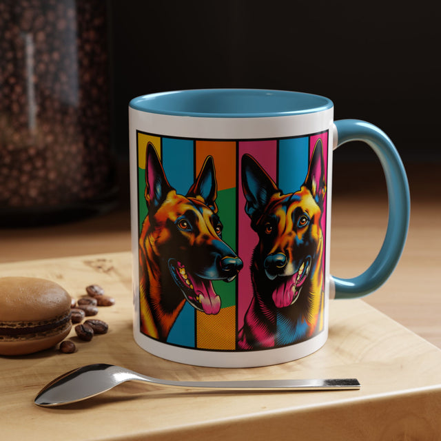Belgian Malinois Coffee Cup,4-Panel Pop Art Mug,Belgian Malinois Lover,Mal Mom,Mali Dad,Dog Lover Gift,Belgian Malinois Gift