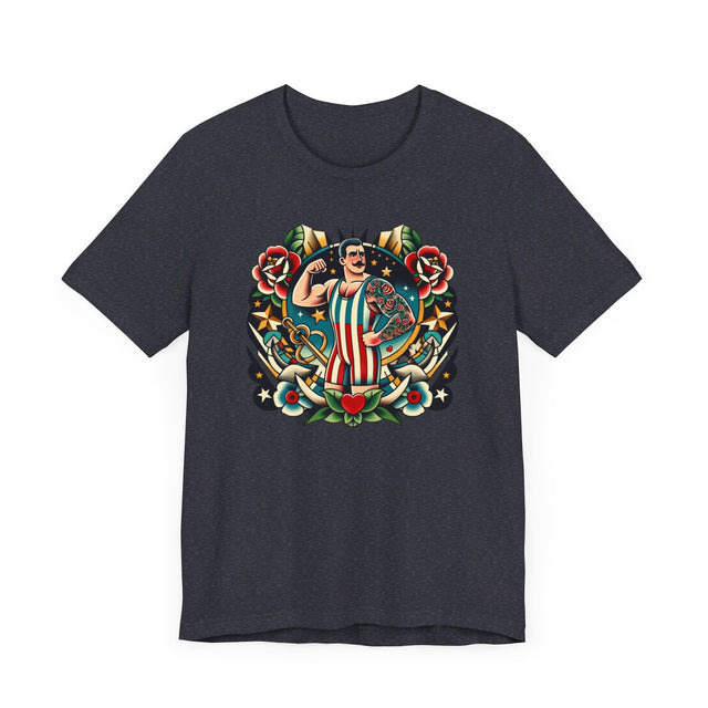 Circus Strongman T-shirt, Flash Tattoo Style Shirt
