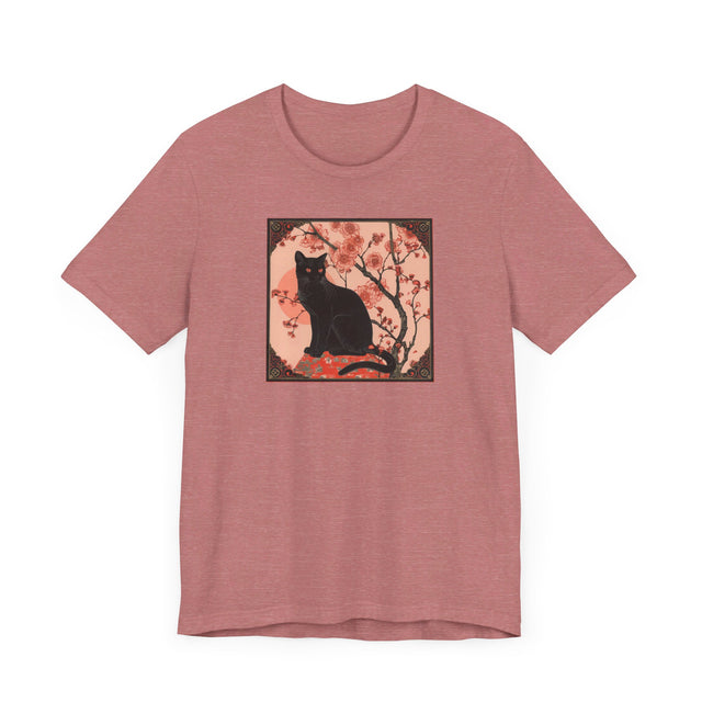 Black Cat Flowers T-shirt, Cat Lover Top, Halloween Tee