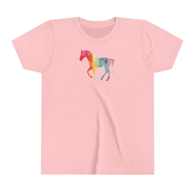 Geometric Rainbow Horse T-shirt,Pride Shirt,Equine Lover Top,Rainbow Animals,LGBTQ+ Tee,Queer,Gay,Lesbian,Bisexual,Trans,Youth Size