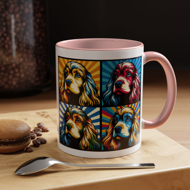 Cocker Spaniels Coffee Cup,4-Panel Pop Art Mug,Cocker Lover,Cocker Mom,Cocker Dad,Dog Lover Gift,Cocker Spaniel Gift