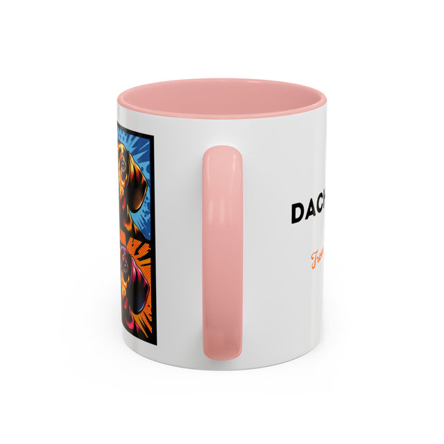 Dachshund Coffee Cup,4-Panel Pop Art Mug,Dachshund Lover,Doxie Mom or Dad,Dog Lover Gift,Wiener Dog,Sausage Dog,Low Rider dog