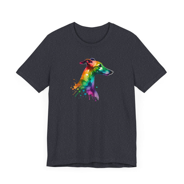 Rainbow Whippet Head T-shirt,Pride Shirt,Dog Lover Top,Rainbow Animals,LGBTQ+ Tee, Whippet owner, Whippet gift