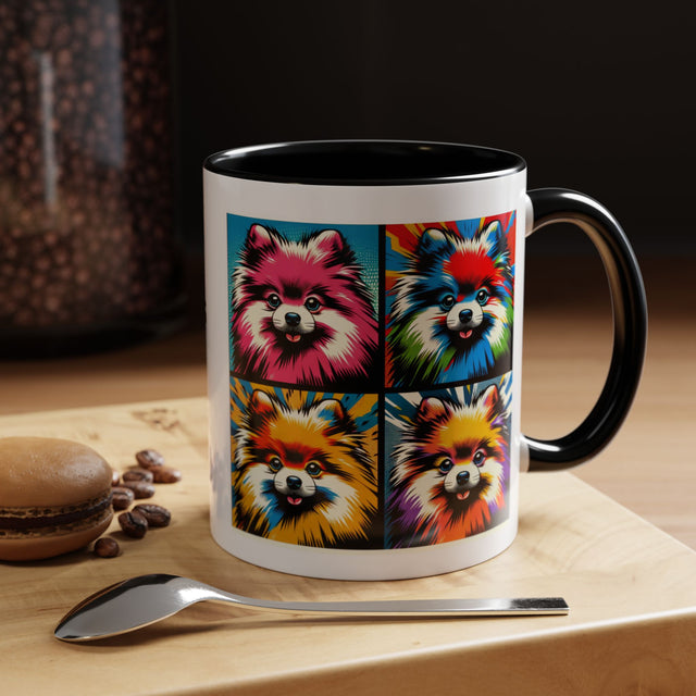 Pomeranians Coffee Cup,4-Panel Pop Art Mug,Pomeranian Lover,Pom Mom,Pom Pom Dad,Dog Lover Gift,Pomeranian Gift