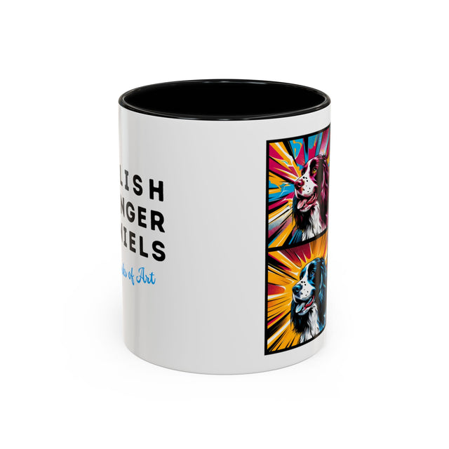 English Springer Spaniels Coffee Cup,4-Panel Pop Art Mug,Springer Lover,Springer Mom,Springer Dad,Dog Lover Gift,English Springer Spaniel Gift