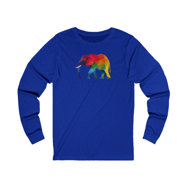 Geometric Rainbow Elephant Long Sleeve T-shirt,Pride Shirt,Queer Top,Rainbow Animals,LGBTQ+ Tee,Elephant Lover Gift,Gay,Lesbian,Bisexual,Trans