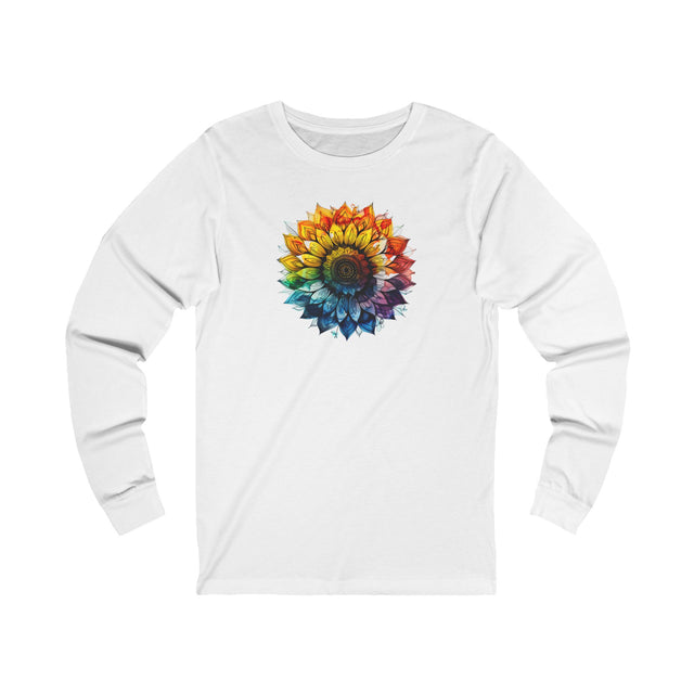 Rainbow Sunflower Alcohol Ink T-shirt, Pride Shirt, Long sleeve Tee