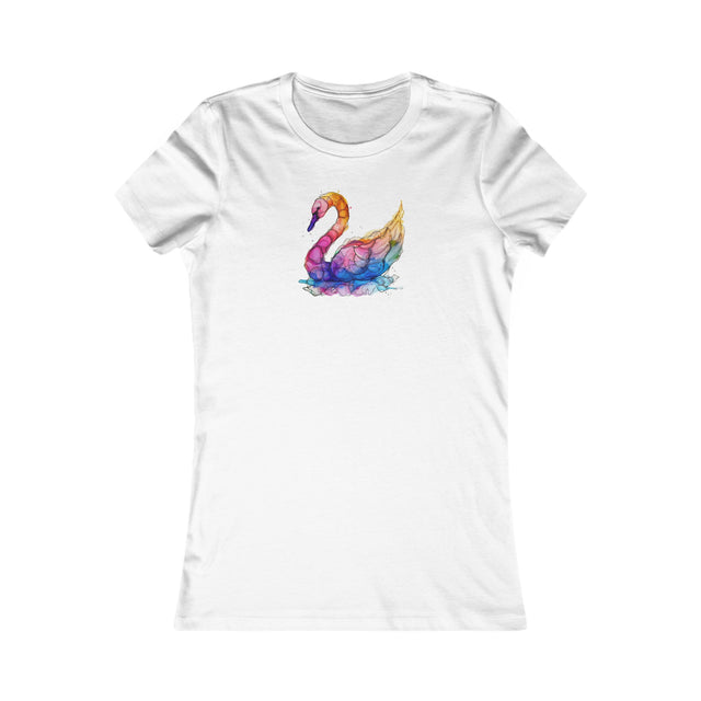 Rainbow Swan T-shirt,Pride Shirt,Queer Top,Rainbow birds,LGBTQ+ Tee,Women's Favorite Tee