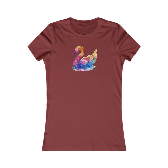 Rainbow Swan T-shirt,Pride Shirt,Queer Top,Rainbow birds,LGBTQ+ Tee,Women's Favorite Tee