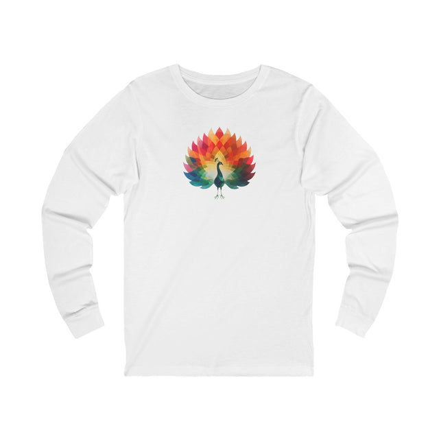 Rainbow Peacock long sleeve T-shirt,Pride Shirt, Pride Parade Top, Rainbow Animals,LGBTQ+ Tee, Nonbinary, Gay, Lesbian, Bisexual, Trans, BGLT, LBGT, Enby, Pansexual,Unisex Jersey Long Sleeve Tee