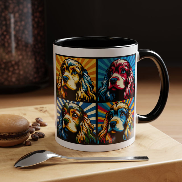 Cocker Spaniels Coffee Cup,4-Panel Pop Art Mug,Cocker Lover,Cocker Mom,Cocker Dad,Dog Lover Gift,Cocker Spaniel Gift
