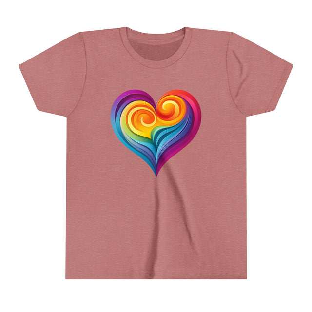 Rainbow Heart Swirl T-shirt,LBGT Heart,Gay Pride T shirt,LGBTQ+ Ally Tee,Nonbinary,Kids,Child,Youth Size