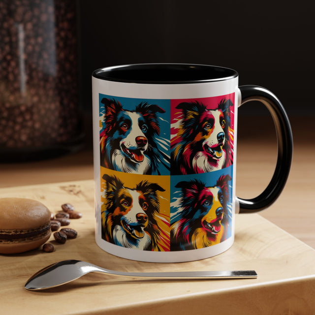 Border Collies Coffee Cup,4-Panel Pop Art Mug,Border Collie Lover,Border Collie Mom,Border Collie Dad,Dog Lover Gift,Border Collie Gift