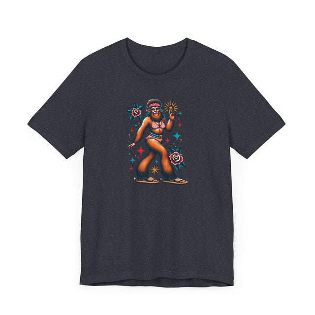 Hippy Chick Bigfoot T-shirt, Flash Tattoo Style Shirt