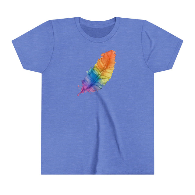 Rainbow Feather T-shirt,Pride Shirt,Bird Lover Top,Rainbow Animals,LGBTQ+ Tee,Queer,Gay,Lesbian,Bisexual,Trans,Youth Size