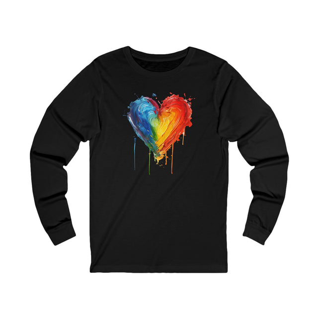 Painted Rainbow Heart long sleeve T-shirt,Pride Shirt,LBGT Heart,Gay Pride T shirt,LGBTQ+ Tee,Queer,Unisex Jersey Long Sleeve Tee