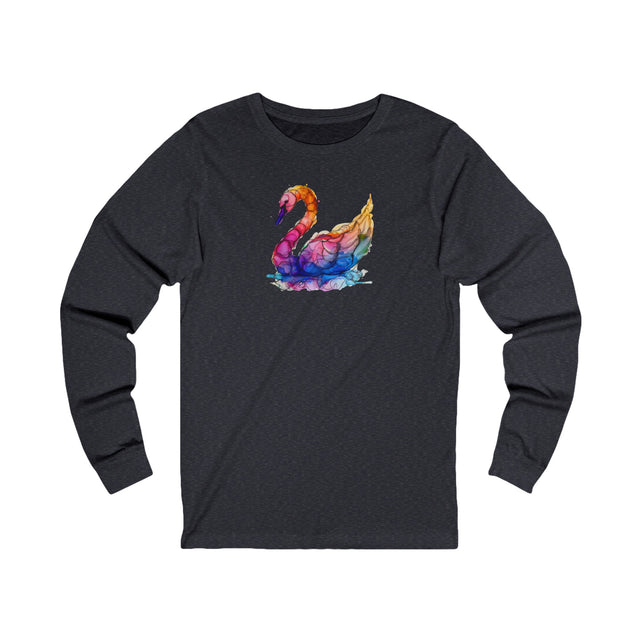 Rainbow Swan Long Sleeve T-shirt,Pride Shirt,Queer Top,Rainbow Animals,LGBTQ+ Tee,Bird Lover Gift