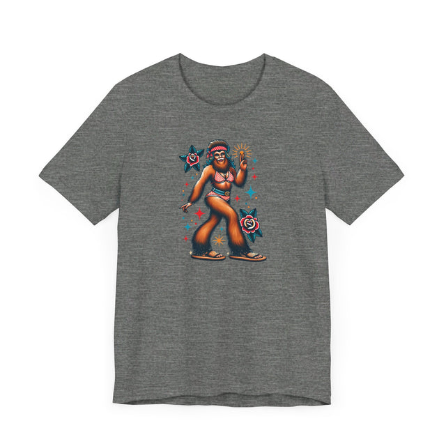 Hippy Chick Bigfoot T-shirt, Flash Tattoo Style Shirt