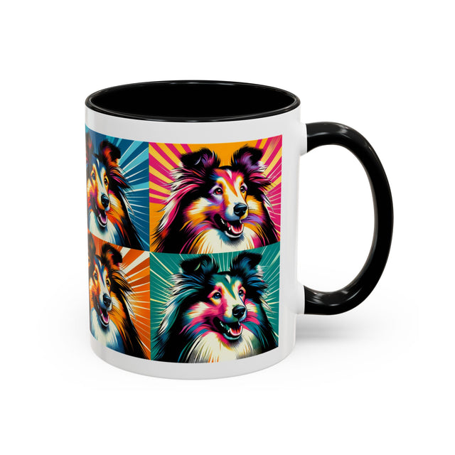 Shetland Sheepdogs Coffee Cup,4-Panel Pop Art Mug,Toy Collie Lover,Sheltie Mom,Sheltie Dad,Dog Lover Gift,Shetland Sheepdog Gift