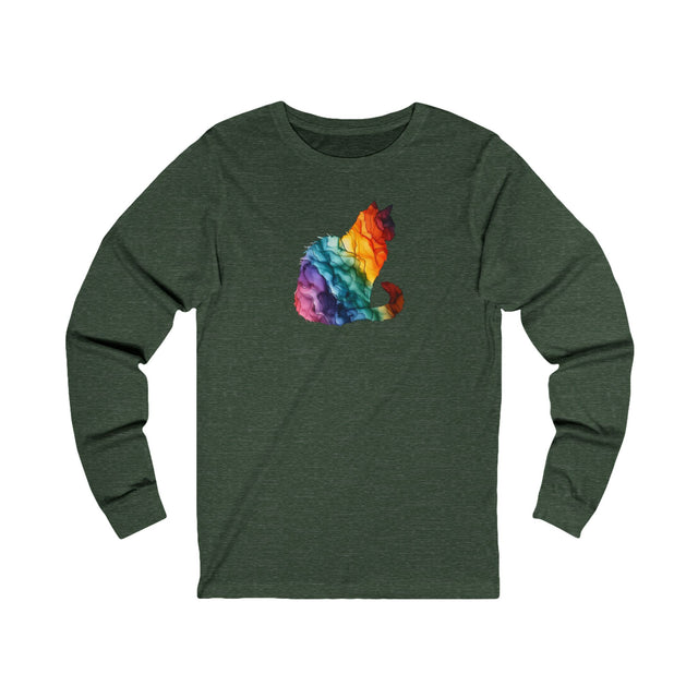 Rainbow Cat Long Sleeve T-shirt,Pride Shirt,Queer Top,Rainbow Animals,LGBTQ+ Tee,Cat Lover Gift,Gay,Lesbian,Bisexual,Trans,Feline,Kitten,Kitty